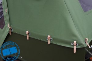 Trabant Kübel Verdeck Verdeckstoff NVA Grün wie original mit Lederberiemung