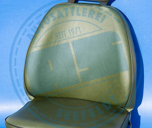 Sitzbezüge Kübel Vordersitze Kunstleder grün mit schwarzer Biese