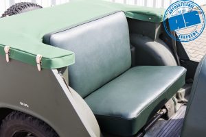 Rücksitzbezug trabant kübel kunstleder grün mit biese schwarz wie original